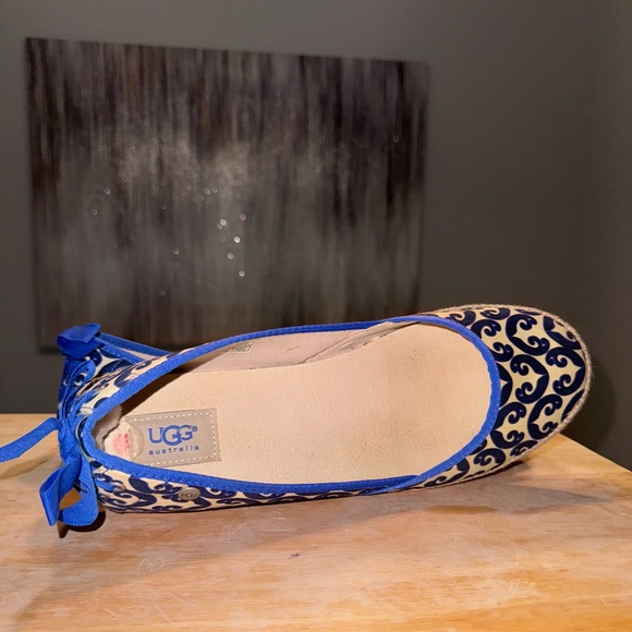 Royal Bloom and tan colored slip on ballerina woman’s UGGs - Picture 5 of 12